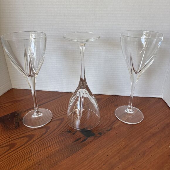 Set Of 3 Crystal Wine Glasses Modern Lines - Picture 5 of 7